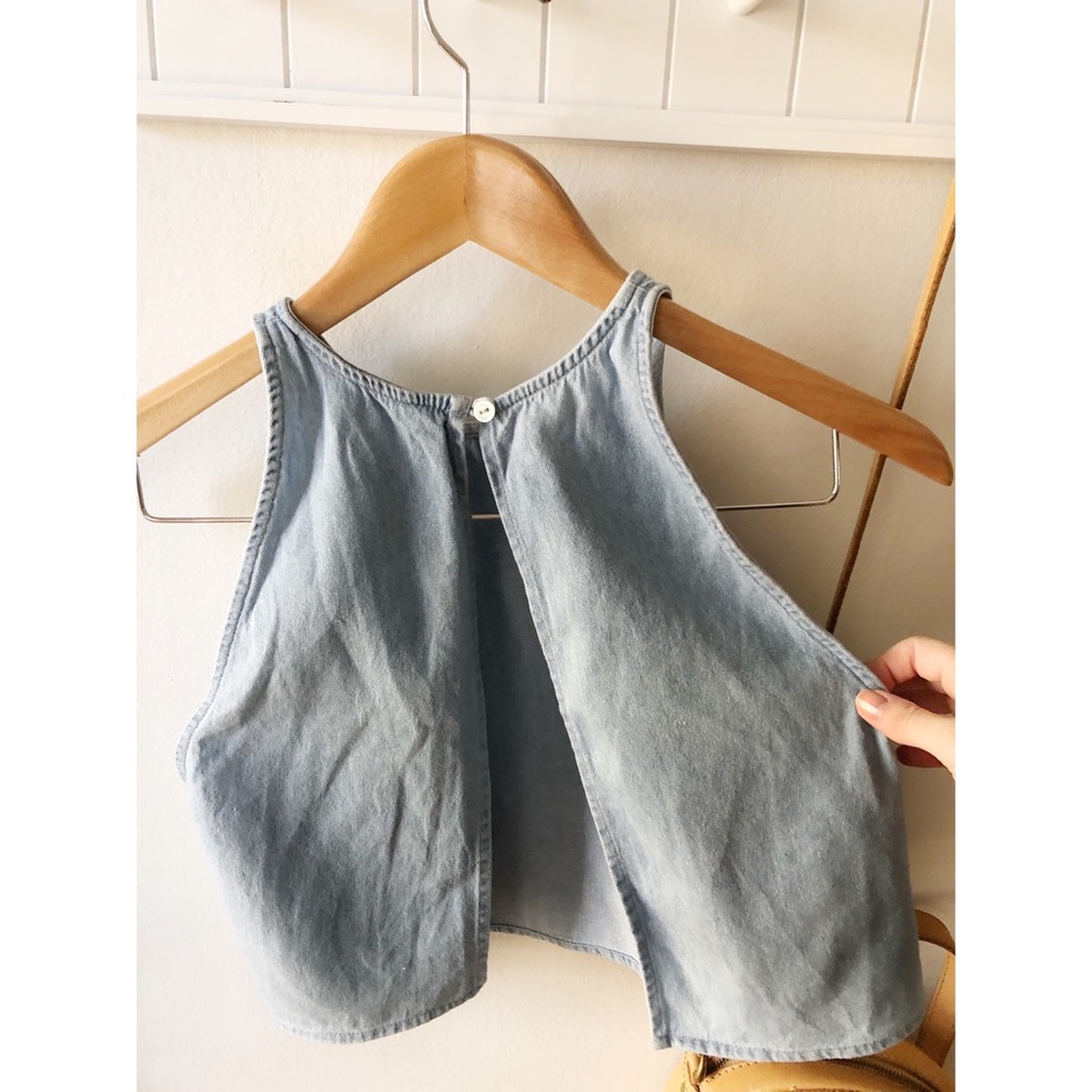 American Apparel Denim Open Back Crop Top Small - Picture 5 of 7